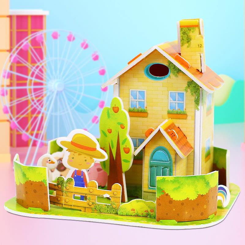 小玩具拼图益智幼儿园互动房子拼装3ddiy场【手工玩具立体】亲子 - 图2