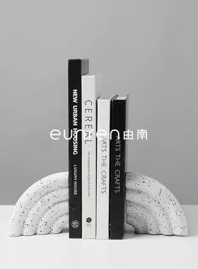 现代简约树脂彩虹桥书档书靠镇纸摆件样板房间家居创意软装饰品