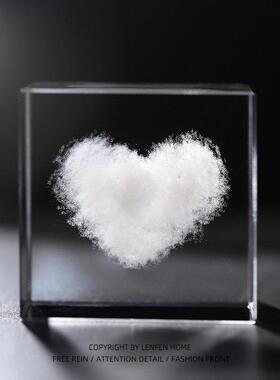 创意云朵下雨摆件云立方水晶球桌面摆设装饰品送男生女生生日礼物