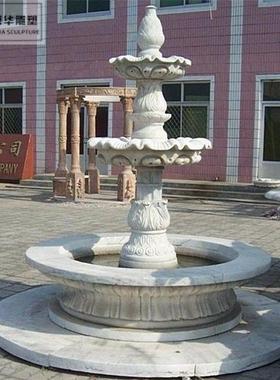 石雕新款欧式黄锈石花盆喷泉大理石跌雕塑花钵流水盆汉白玉盆家用