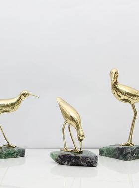 现代简约新中式创意黄铜鸟工艺品装饰品客厅酒柜电视柜玄关柜摆件
