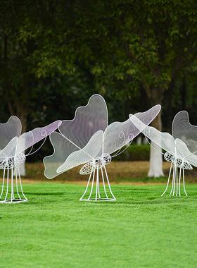 户外不锈钢镂空蝴蝶雕塑园林景观公园样品屋展示中心铁艺彷真发光