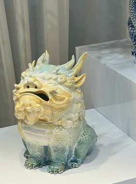 珠光白景德镇陶瓷貔貅摆件玄关装饰品香炉高档轻奢手工中式装饰品