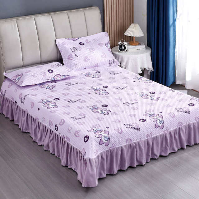 2025 new princess style bed skirt single piece bed cover dustproof four season bed cover with skirt edge cotton bed skirt sheet