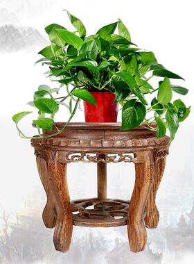 鸡花翅托木增无品牌/高盆鱼缸奇石底花瓶石座头花架子实木摆件木