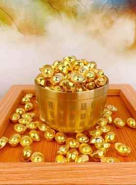 实心彷真沙金小元宝一桶金聚宝盆百福缸家居摆饰礼品满盆满桶满缸