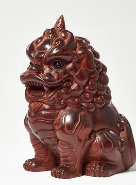 赞比亚血檀木雕谛听摆件文玩手把件中式大小号红木雕刻工艺品礼品