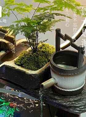 陶瓷材质插电大水缸古法鱼缸上流水摆件器循环水落地景造景装饰