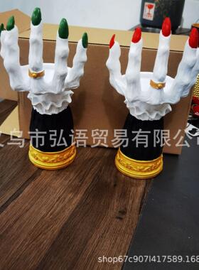 跨境新品女巫手烛台树脂摆件骨节手托盘工艺品家具书桌装饰现货