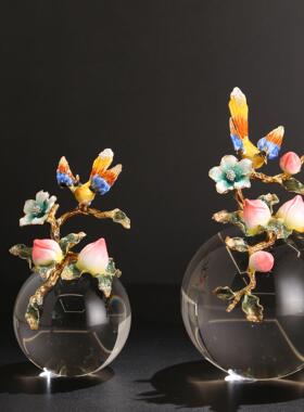 轻奢珐琅彩摆件电视柜酒柜办公室饰品工艺品家居客厅玻璃球装饰品