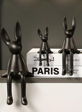 解压创意坐姿长耳兔摆件高级感轻奢客厅电视柜酒柜玄关家居装饰品