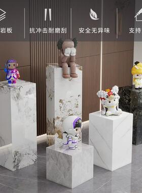 意式轻奢岩板花架柱子石墩立柱客厅玄关过道底座大理石摆台展示台