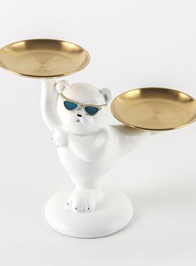 轻奢卡通托盘摆件样板房进门玄关前台糖果盘子干果零食收纳盘饰品