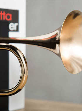 现代创意金色喇叭旋律书档摆件样板房客厅书房柜子展厅陈设装饰品