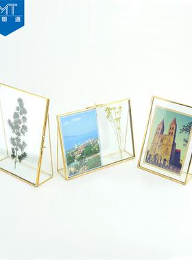 欧式复古玻璃相框展示牌台签羽毛植物标本夹婚庆照片装饰相架摆台