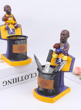 ins送男友礼物简约树脂工艺品摆件手办篮球架球星笔筒学生文具