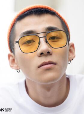 enson9碳纤维超轻夜视偏光太阳镜 时尚简约黑框太阳眼镜飞行员潮