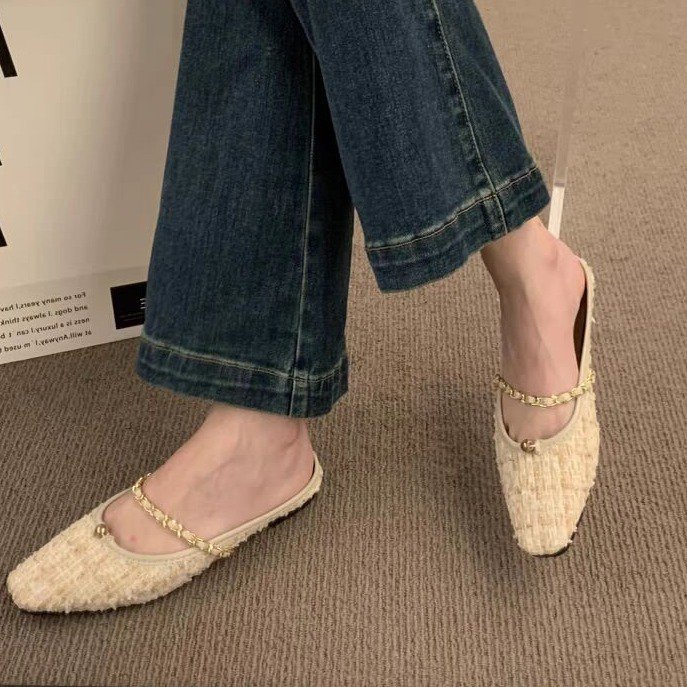 Slipper women spring single shoes夏天凉鞋女款2024新款 - 图0