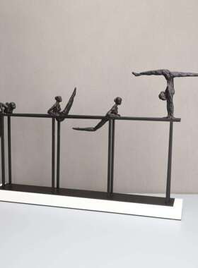 现代简约黑色铸铁双杠运动摆板样房售1111楼部卧件餐室书房客厅厅