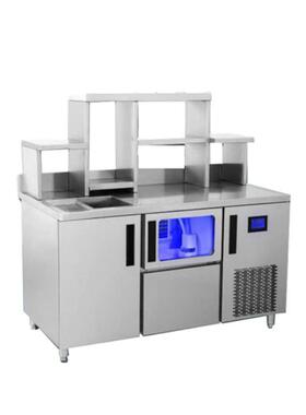 浩博60KG制冰机商用蓝光操作吧台制冰机奶茶酒吧全自动方块制冰机