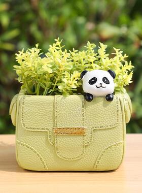 创意背包多肉花盆园艺景观装饰盆栽花瓶阳台花园可爱趣味熊猫花器