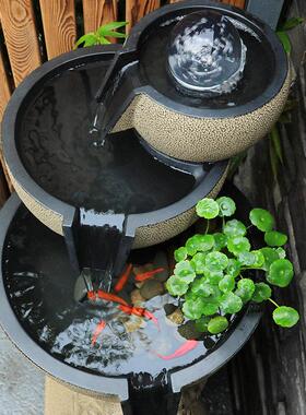 汉韵堂貔装貅财流水摆件鱼池客HWA厅阳花台招园庭院循环水景观落