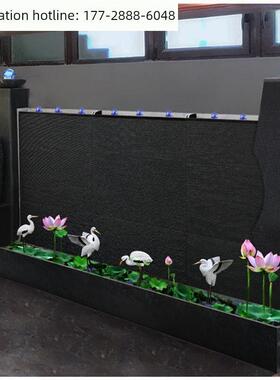 流水墙石材水幕墙屏风室外庭院鱼池背景露台造景假山定制石头摆件