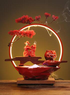 新婚礼物流水摆件婚房陶瓷装饰品结婚礼物送新人送朋友高档礼品