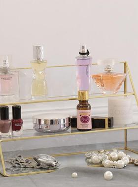 高档轻奢黄铜玻璃三层首饰专手镯架耳环首饰柜展示架妆化品收纳摆