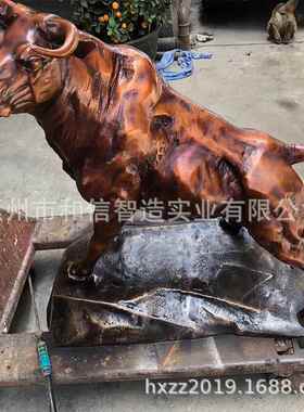 中式黄铜奋进牛雕塑摆件大号进取牛铜雕户外广场步行街动物景观