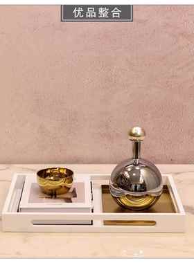 样板间客厅家居软装饰品托盘创意金属工艺品茶几桌面摆件ZH3347