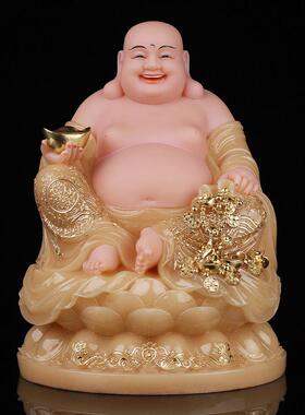 汉白玉黄玉弥勒佛菩萨佛像家用供奉笑佛大肚佛像开心佛招财摆件