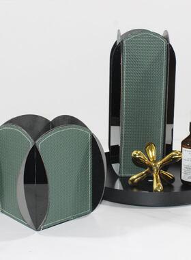 现代家居装饰皮革金属花器摆件样板间软装饰品客厅卧室插花瓶