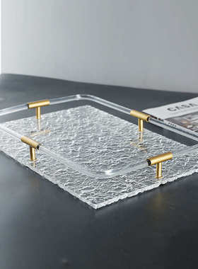 后现代样板房酒店北欧轻奢树脂托盘茶几收纳盒家居软装饰品摆件