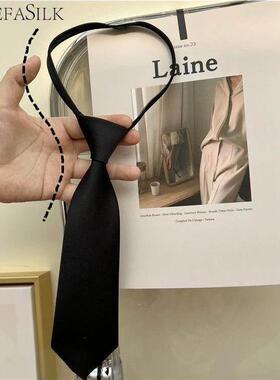 2024新款儿童领带可收缩英伦男童女童纯色搭配衬衫拉炼小领带领结