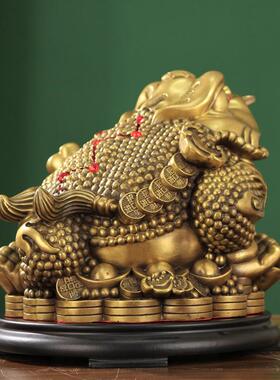 铜金蟾蜍招财摆件，蟾蜍办公室客厅，财运摆件，家旺屋金蟾蜍摆件