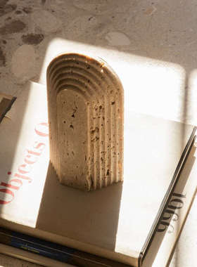 侘寂风抽象几何黄洞石粗糙艺术装饰品摆设客厅复古小众高级感摆件