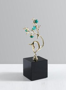 现代创意轻奢黑色水晶底座梅花鹿摆件办公室高档书房客厅饰品摆设