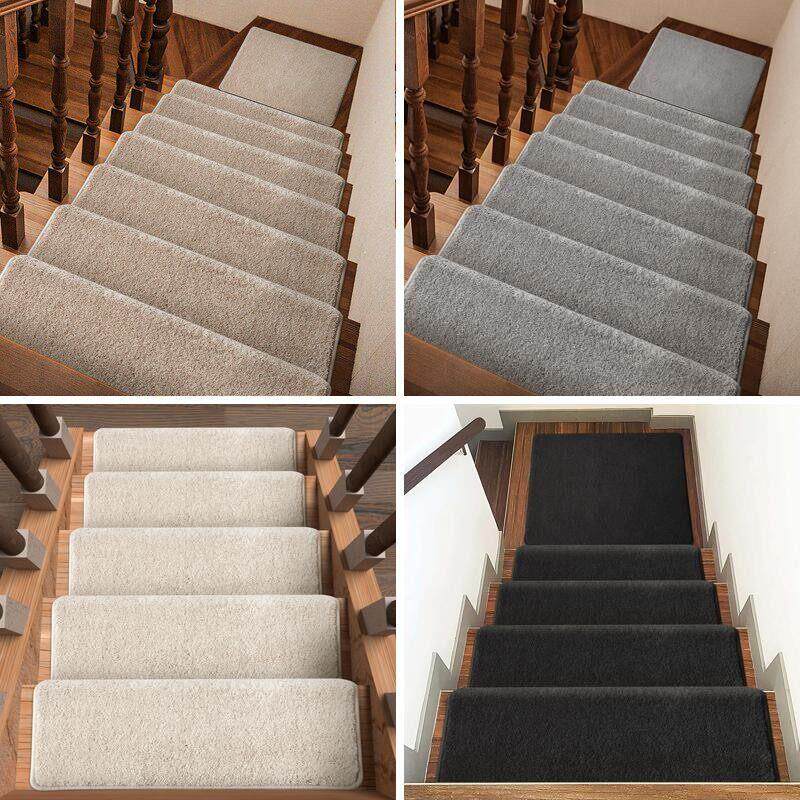 Solid wood stair step mat glue-free self-adhesive non-slip thickened solid color carpet home duplex indoor ladder customization
