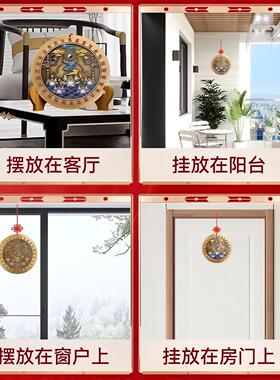 山海镇纯铜室外室内挂件大门安宅入户门双麒麟摆件八卦镜家用门口