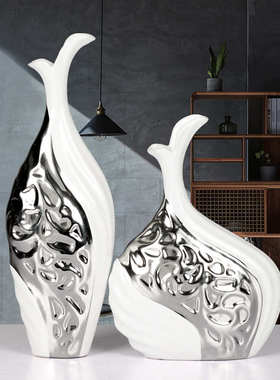 酒柜装饰品摆件现代简约镀银泡泡鱼电视柜客厅摆设居家结婚礼品