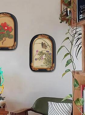 法式古混古搭中古小众典复怀旧装饰画式植DVU物花卉拱形法框美式