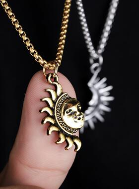 Sun Moon Pendant Necklace Gothic Vintage Style Jewelry