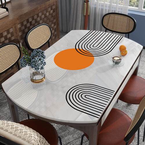 椭圆形透明桌垫现代风桌布免洗防水防油茶几垫布软玻璃弧形餐桌垫 - 图2