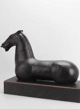 现代新中式轻奢极简雕塑马摆件客厅玄关酒店样板房间家居软装饰品