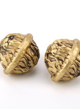 文玩玩铜把实心核桃手手件铜102核黄桃