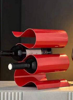 简约创意S形金属红酒架摆件样板间家居酒店饭厅酒柜桌面收纳装饰