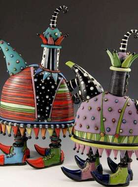 新五彩缤纷茶壶BB-24031家斓居的创意装饰摆件色彩斑的数值工艺款