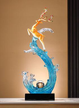 风生水起轻奢高档大摆件玄关造景客厅入户进门入门高装饰品高级感