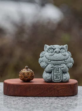 车载狮子装饰鱼缸创意家居2024宠招财进宝摆件新风桌中式可爱面茶